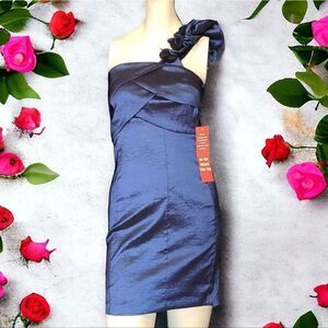 Wishes wishes Blue Formal Prom One Shoulder Mini Dress Bridesmaid Wedding Party